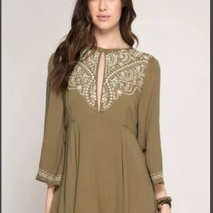 She +Sky Green Embellished Dress